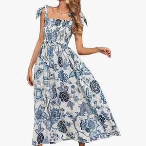 Blue and white summer dress